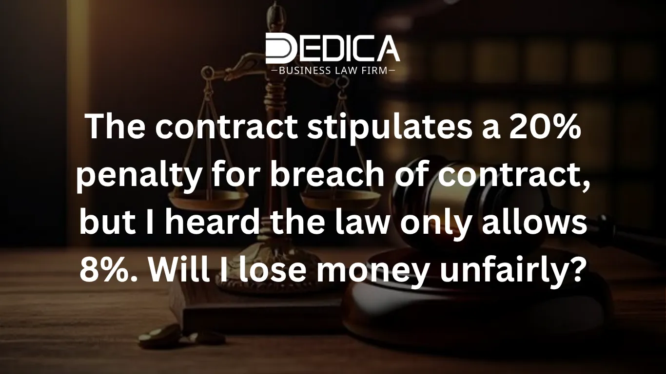 The contract stipulates a 20% penalty for breach of contract, but I heard the law only allows 8%. Will I lose money unfairly?