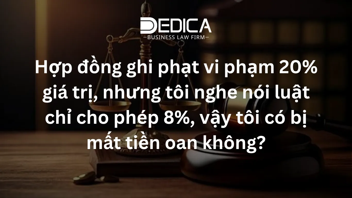 Hợp đồng ghi phạt vi phạm 20% giá trị, nhưng tôi nghe nói luật chỉ cho phép 8%, vậy tôi có bị mất tiền oan không?